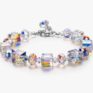 NWT Sterling Silver Bracelets Northern Lights Crystals Bracelet 7"+2" Extension